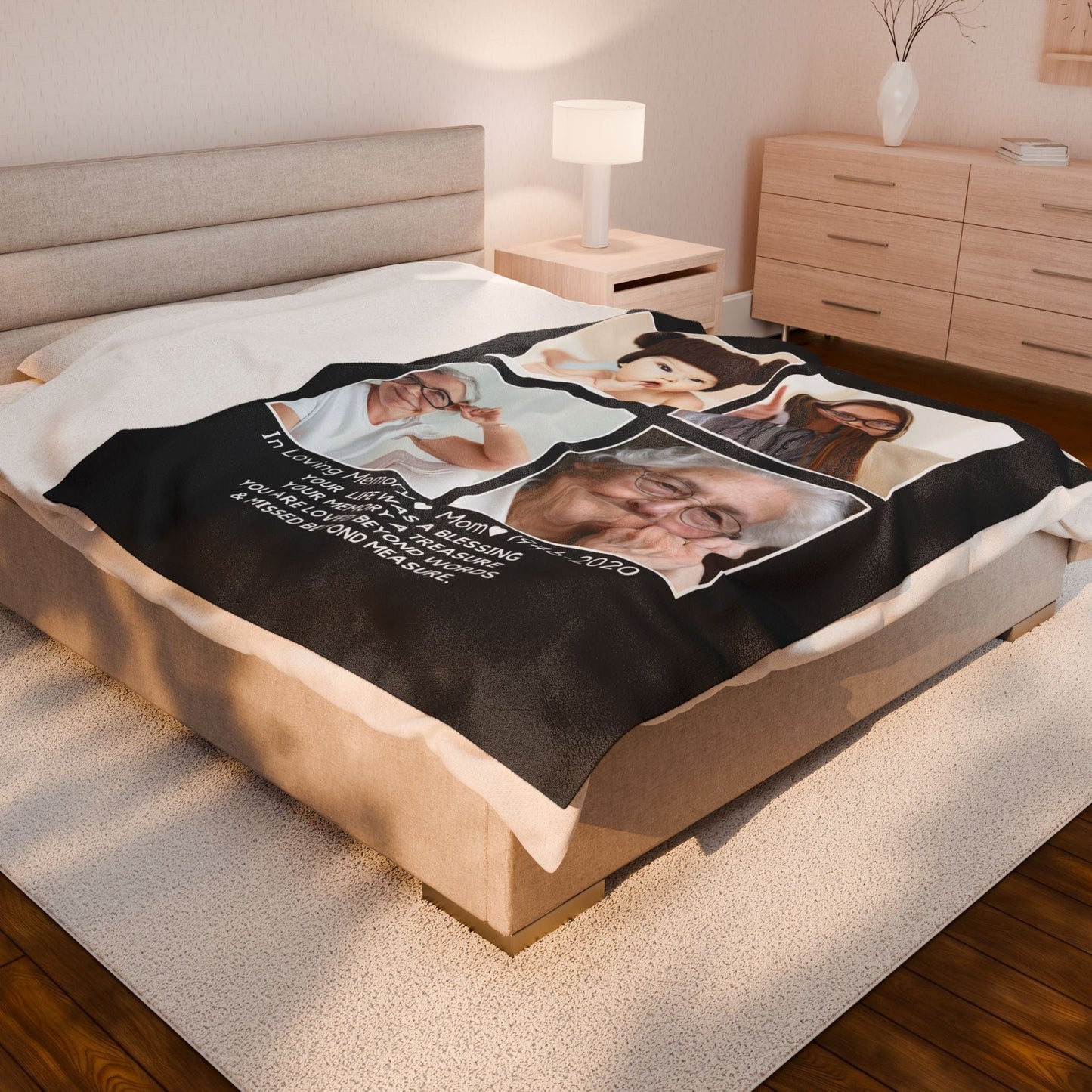 4 Photo Upload Velveteen Plush Blanket