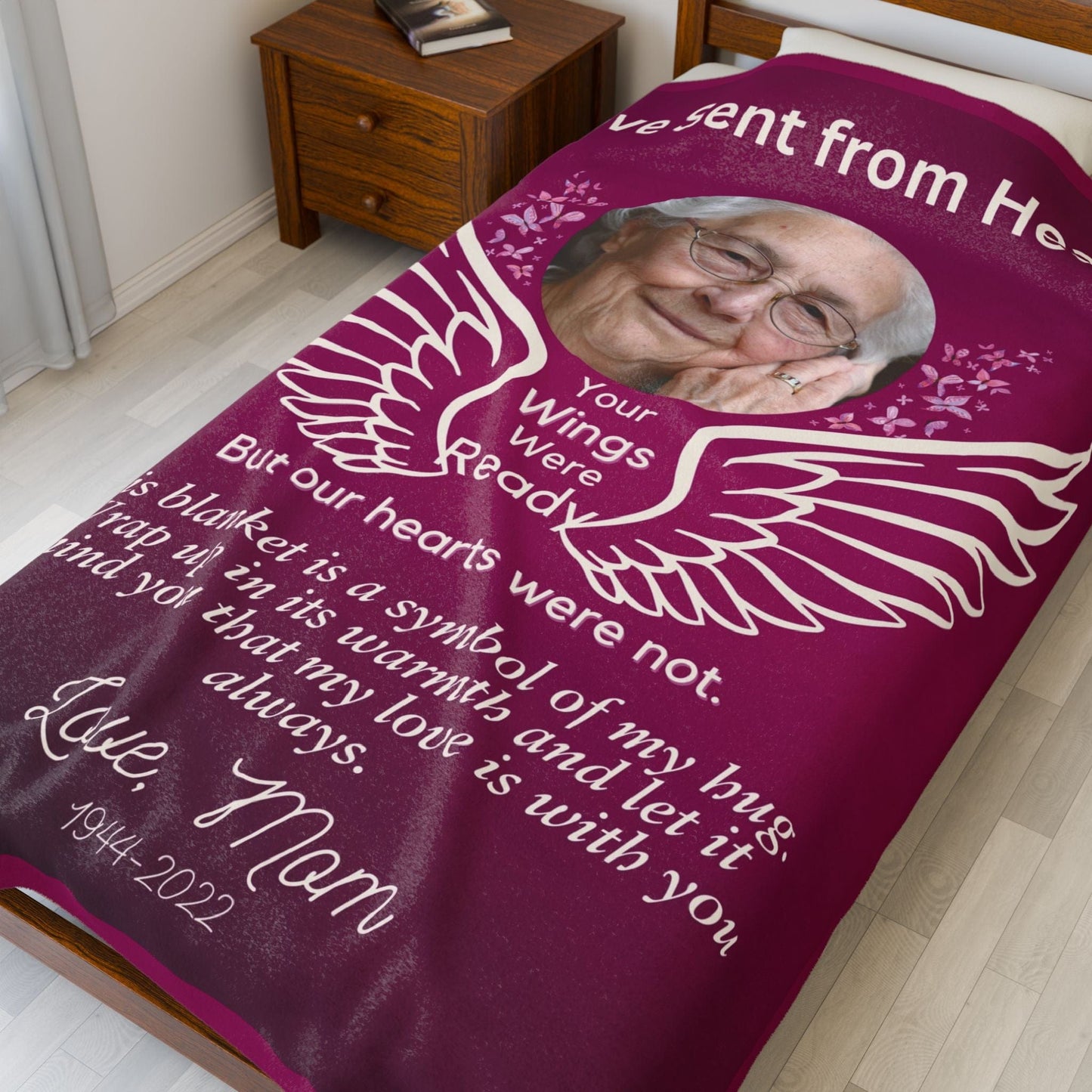 Love Sent From Heaven 1 Photo Upload Velveteen Plush Blanket