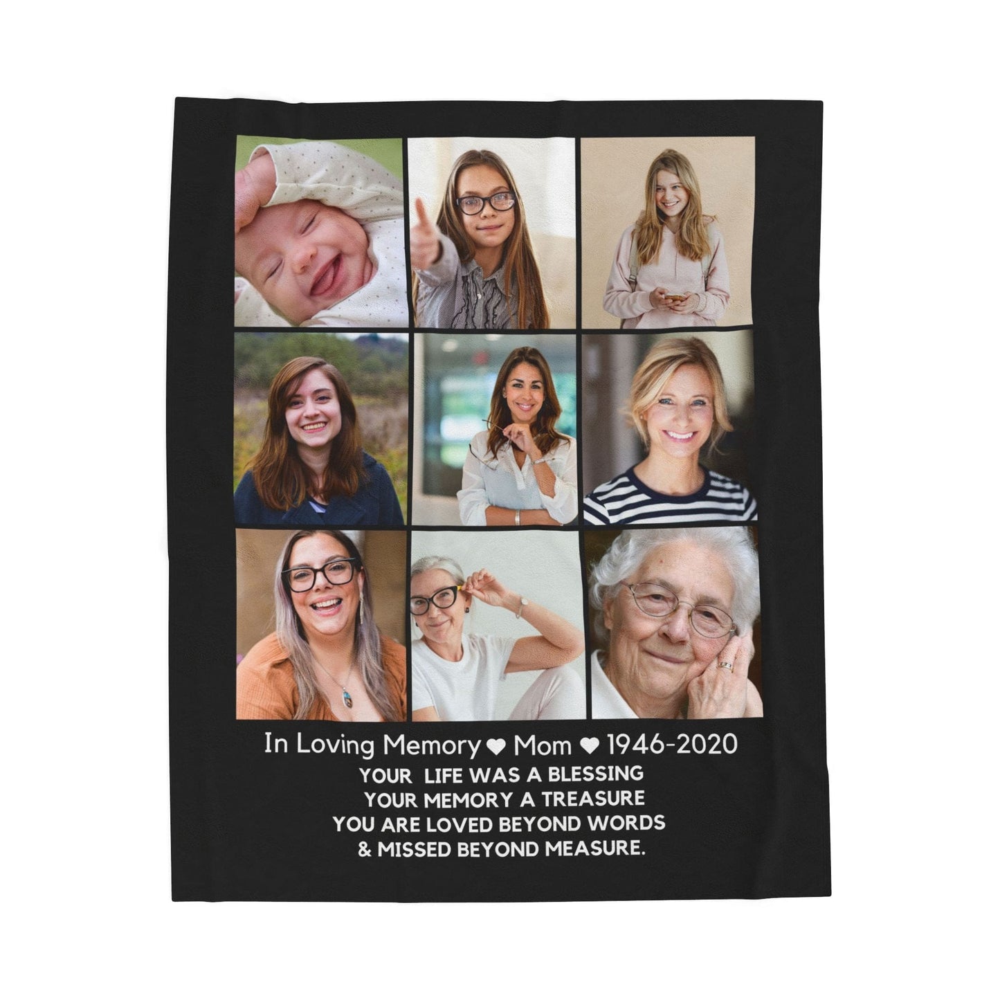 9 Photo Upload Velveteen Plush Blanket