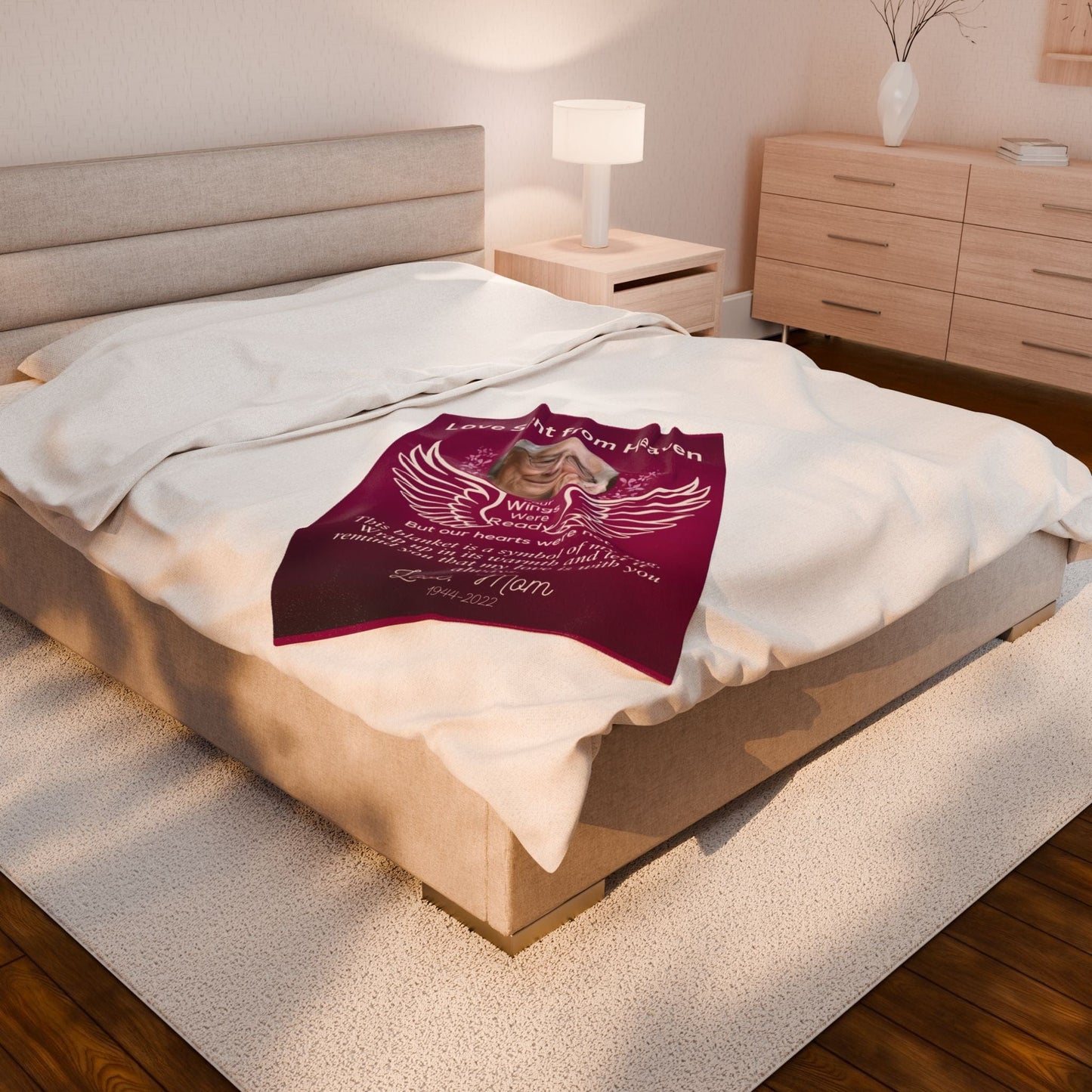 Love Sent From Heaven 1 Photo Upload Velveteen Plush Blanket