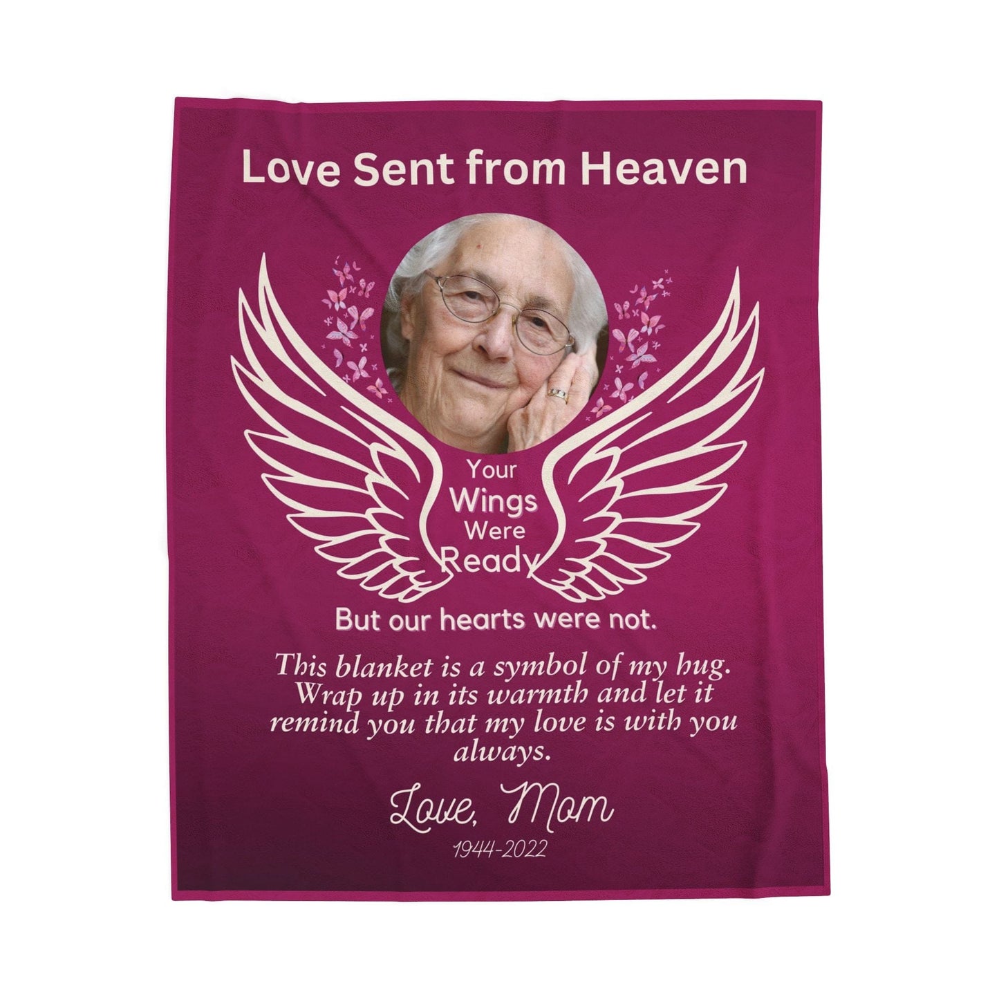 Love Sent From Heaven 1 Photo Upload Velveteen Plush Blanket