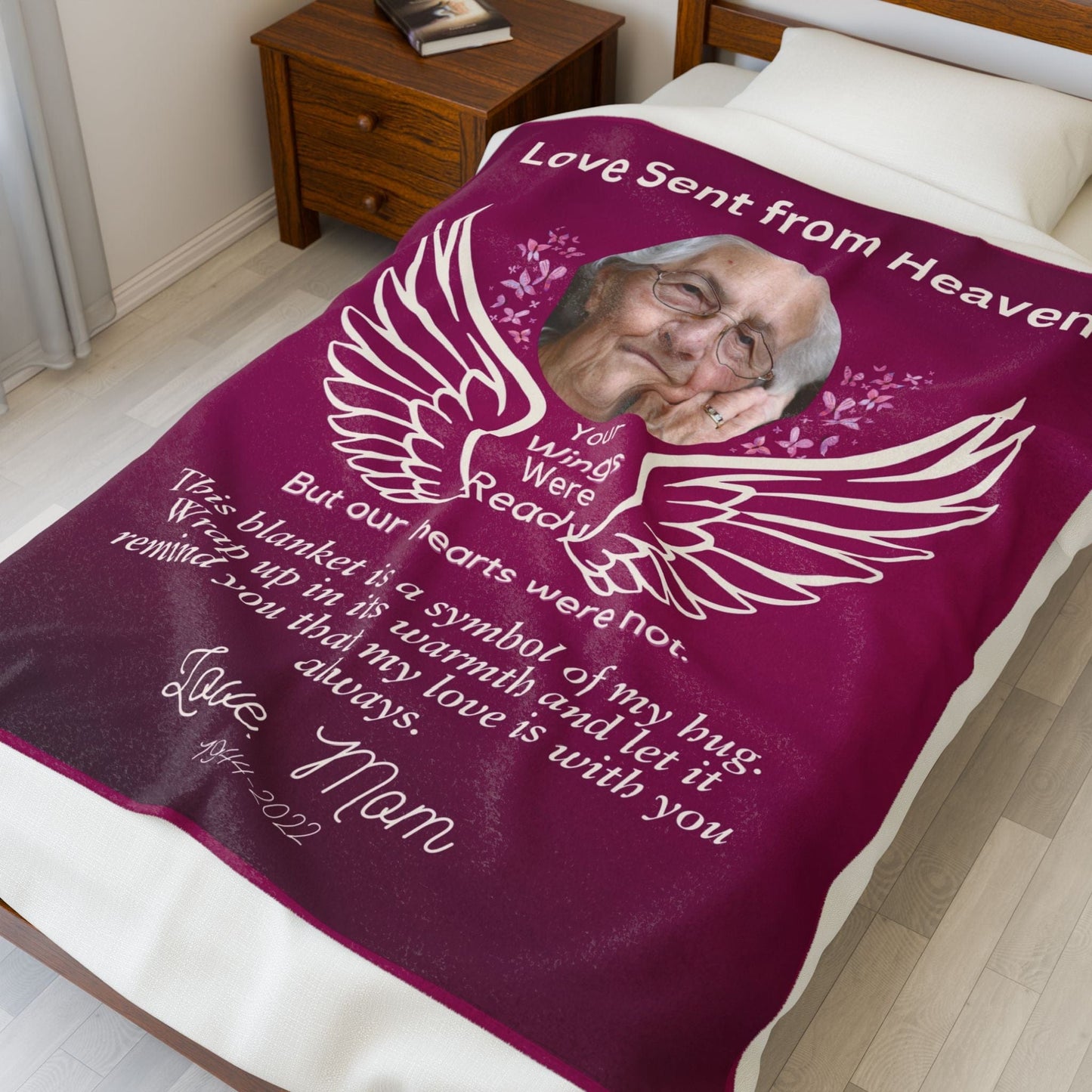 Love Sent From Heaven 1 Photo Upload Velveteen Plush Blanket