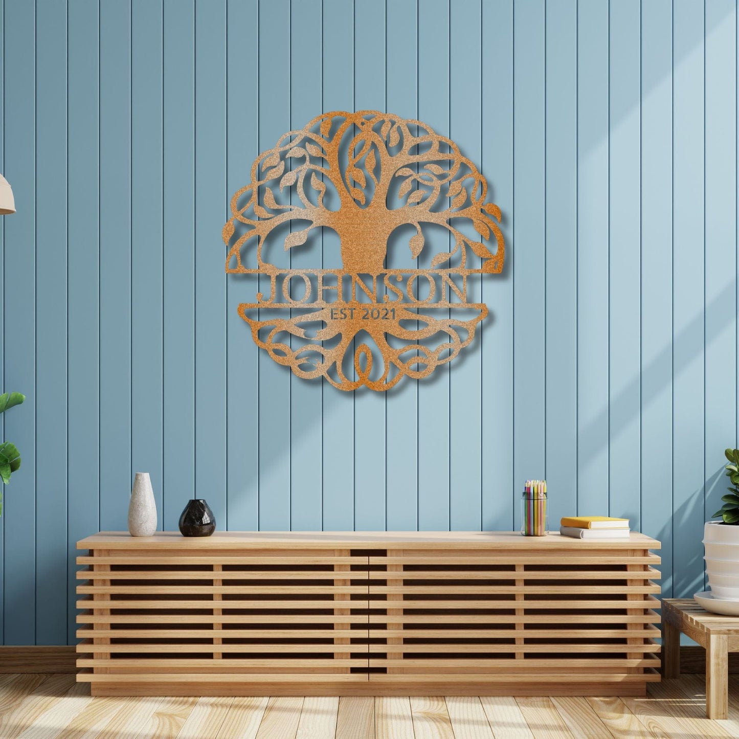 Custom Tree of Life Monogram Metal Wall Sign