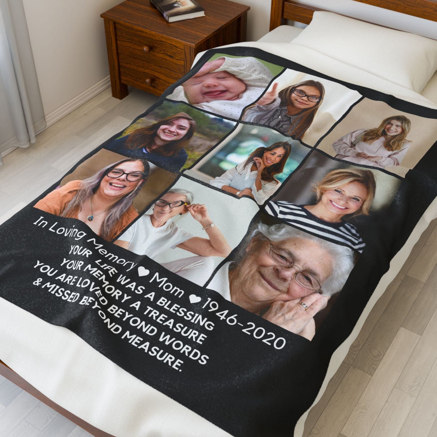 9 Photo Upload Velveteen Plush Blanket