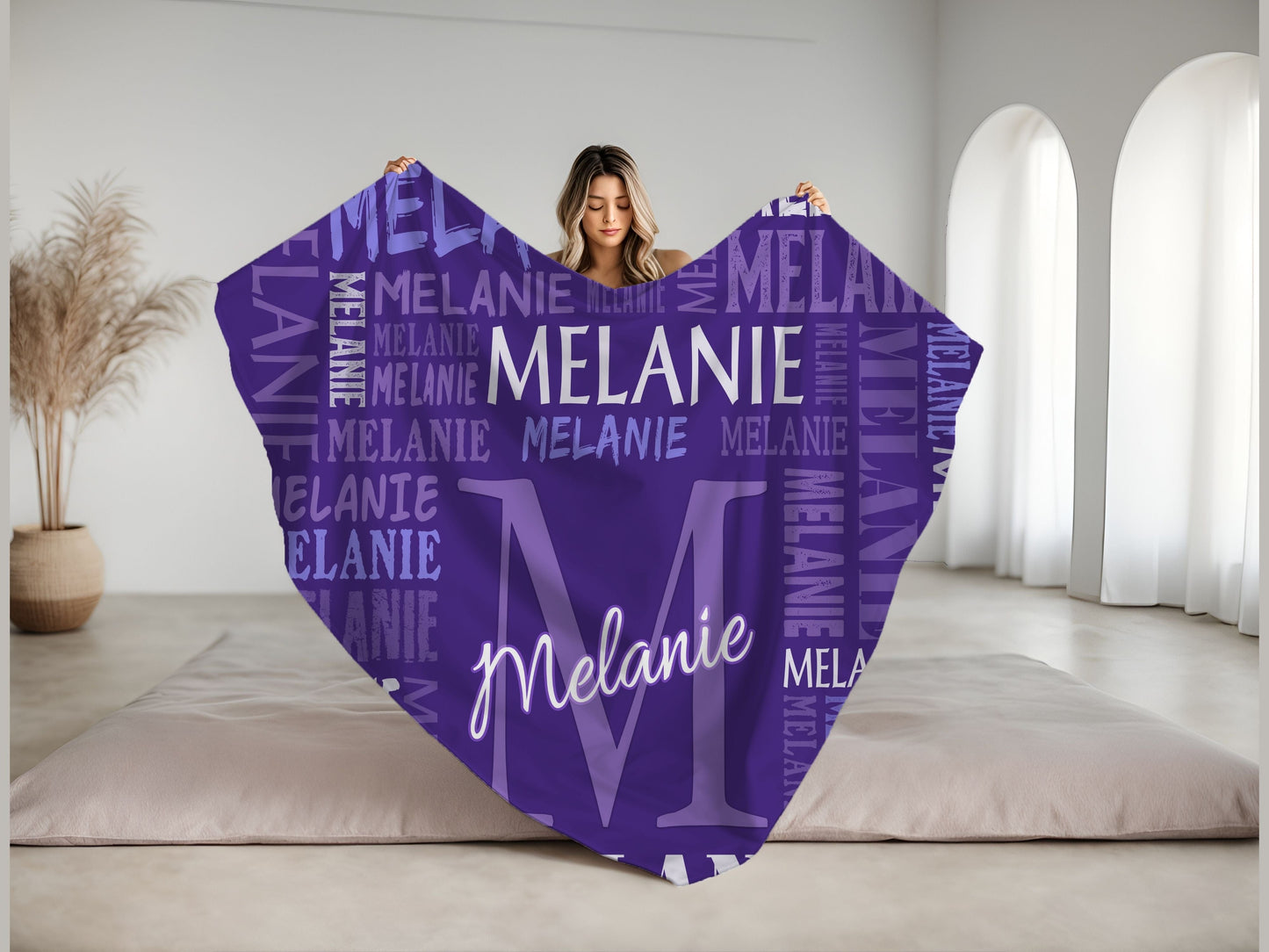 Personalized Name Upload Text Name Velveteen Plush Blanket