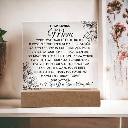 To Mom From Daughter - I Cherish And Love You Acrylic Plaque