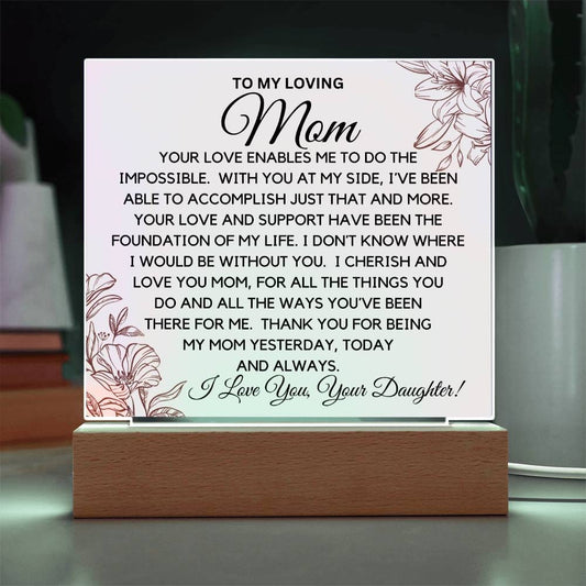 To Mom From Daughter - I cherish And Love You Acrylic Plaque