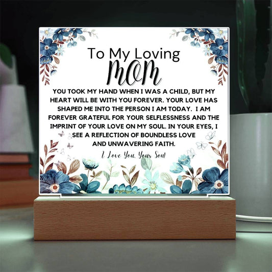 To Loving Mom From Son - Forever Grateful Acrylic Plaque
