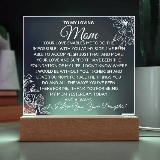 To Loving Mom From Daughter - Thank You Acrylic Plaque