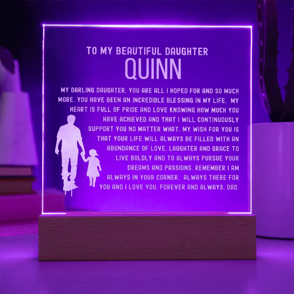 Custom Name Letter to my Daughter - Incredible Blessing Engraved Acrylic Plaque