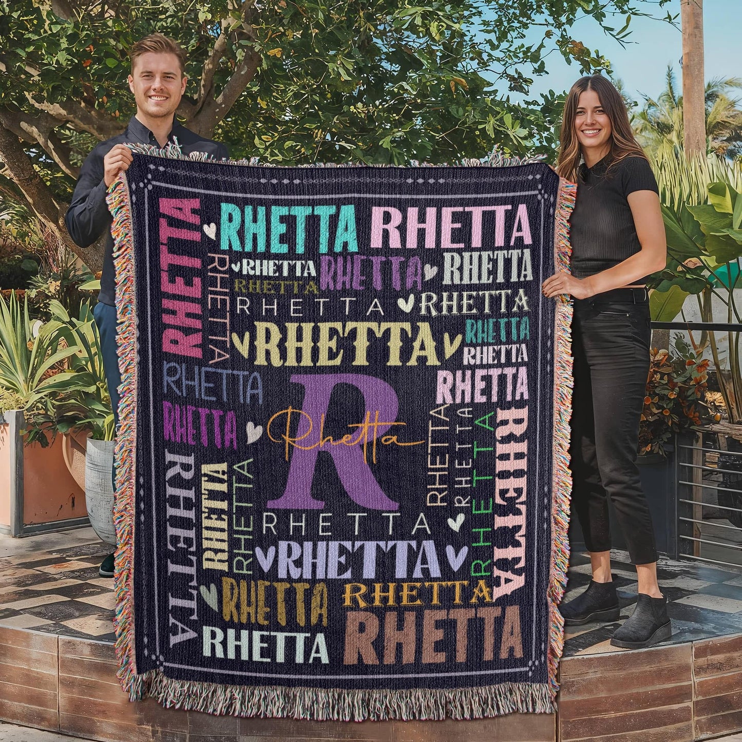 Custom Name Hierloom Woven Blanket