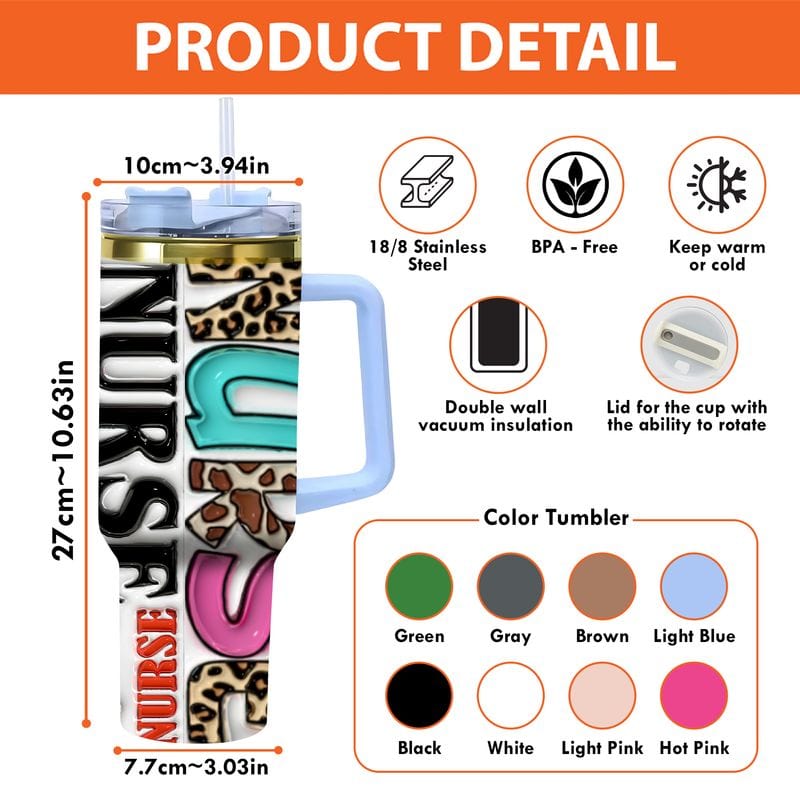 Nurse Icons 40oz Gold Stainless Steel Tumbler