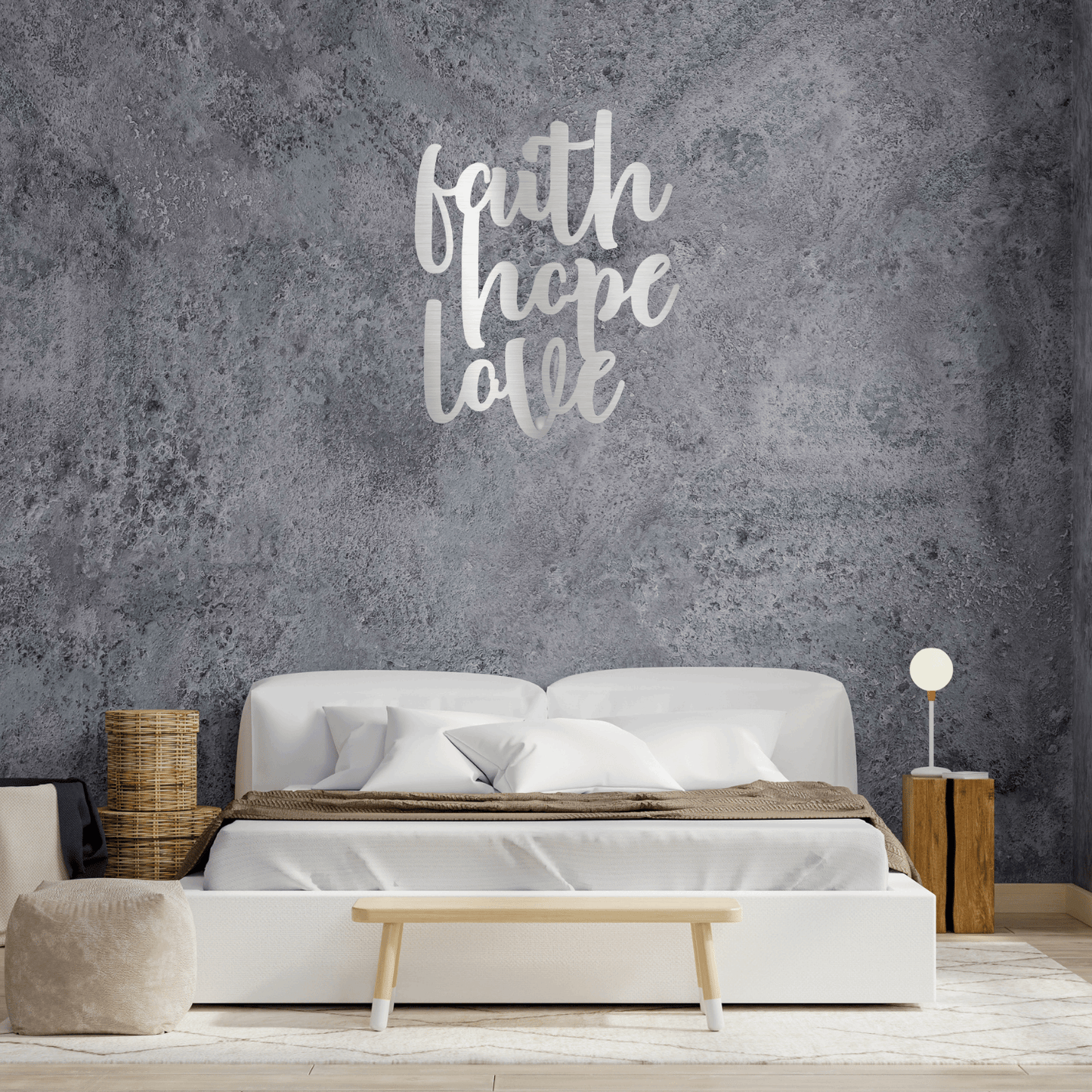 Faith Hope Love Script - Metal Sign