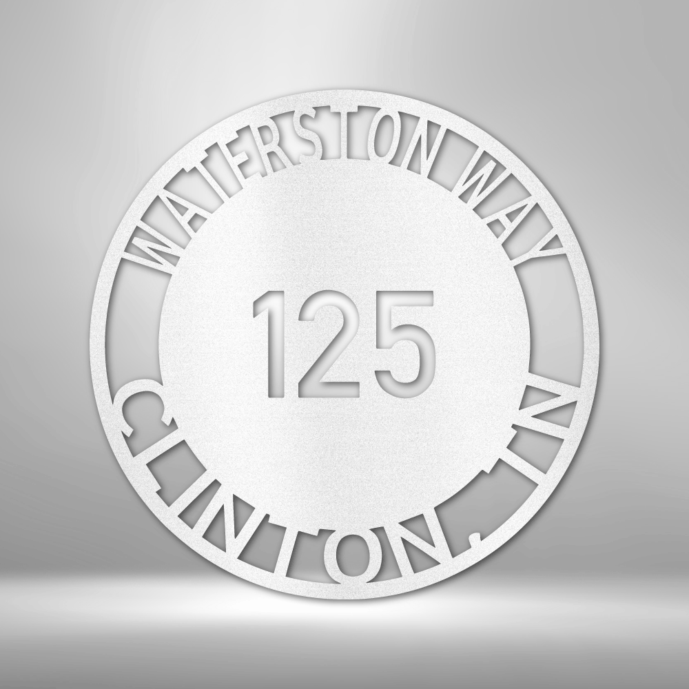 Custom Circle Address Metal Sign Custom Address Wall Decor Metal Wall Art Bold Circle Sign Personalized Wedding Gift Custom Metal Art Newly Weds