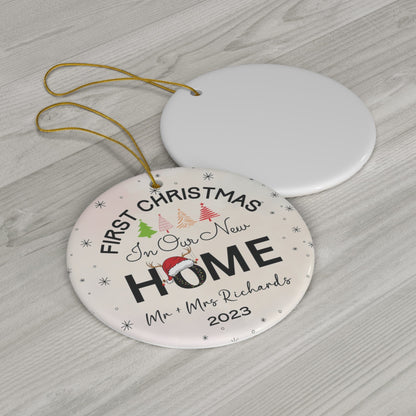 Custom First Christmas in New Home Ceramic Ornament, 1-Pack
