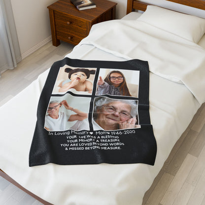 4 Photo Upload Velveteen Plush Blanket