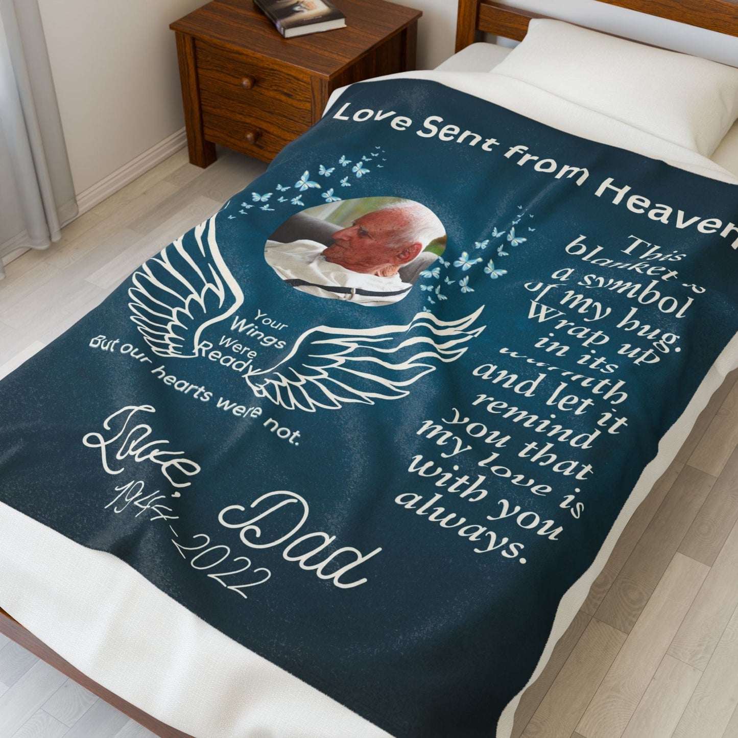 Love Sent From Heaven 1 Photo Upload Velveteen Plush Blanket
