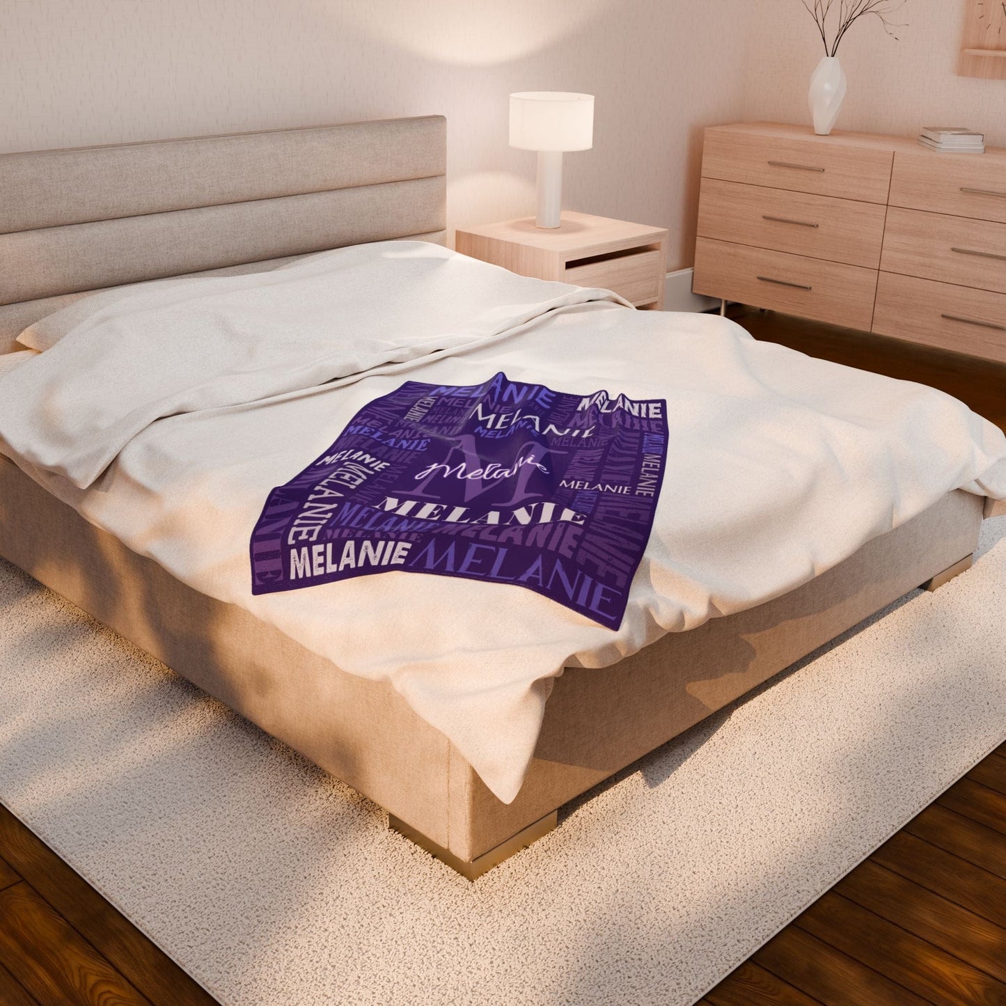 Personalized Name Upload Text Name Velveteen Plush Blanket