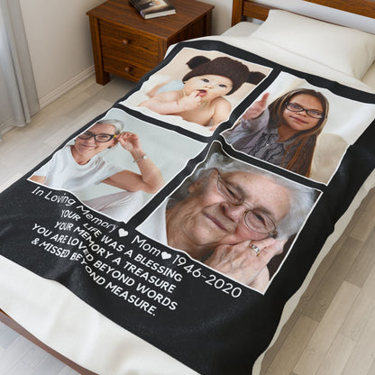 4 Photo Upload Velveteen Plush Blanket