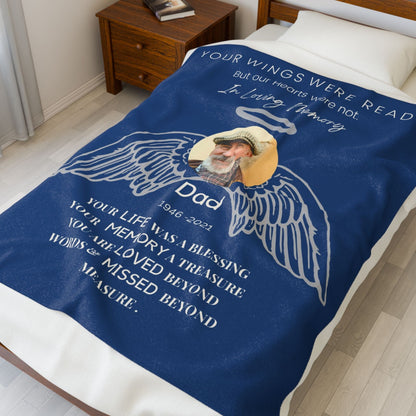 Your Wings 1 Photo Upload Velveteen Plush Blanket
