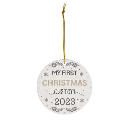 Custom Double Printed First Christmas Single Divorced Ceramic Ornament