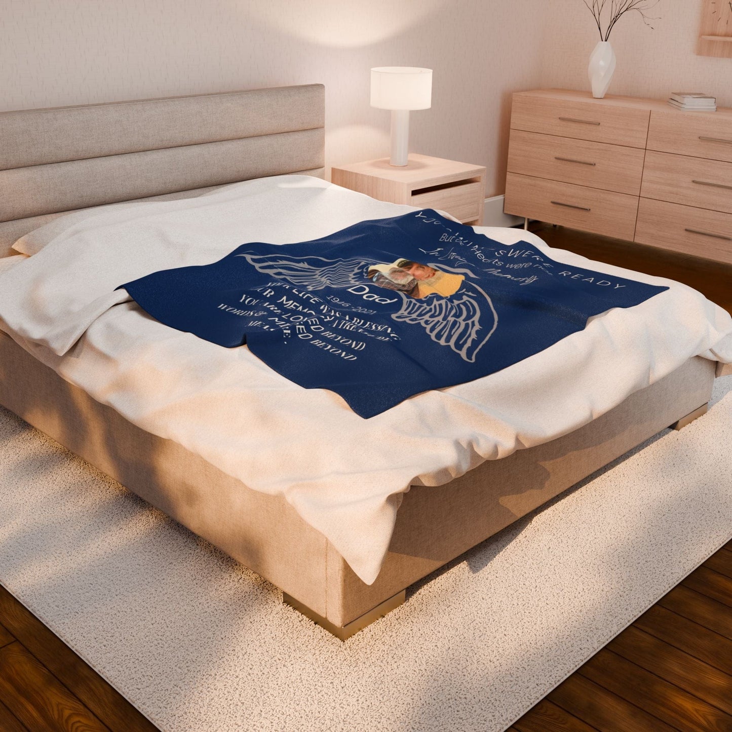 Your Wings 1 Photo Upload Velveteen Plush Blanket