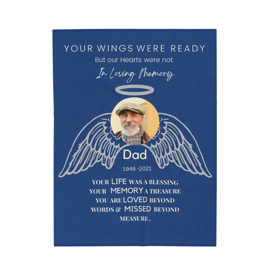 Your Wings 1 Photo Upload Velveteen Plush Blanket