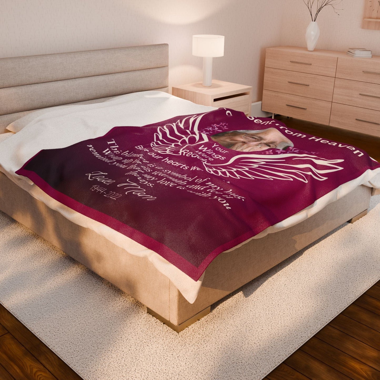 Love Sent From Heaven 1 Photo Upload Velveteen Plush Blanket