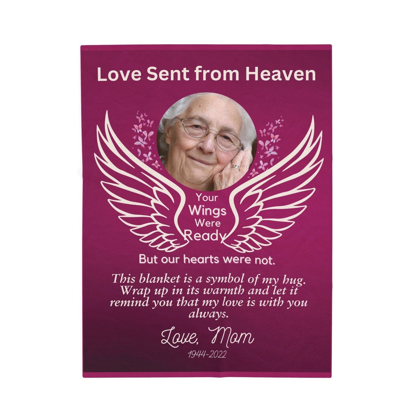 Love Sent From Heaven 1 Photo Upload Velveteen Plush Blanket