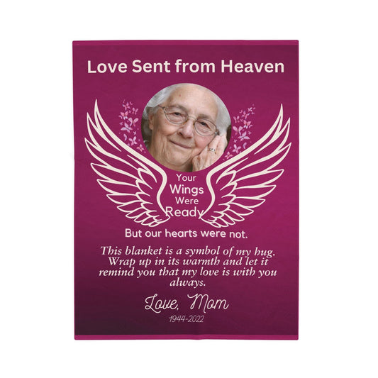 Love Sent From Heaven 1 Photo Upload Velveteen Plush Blanket