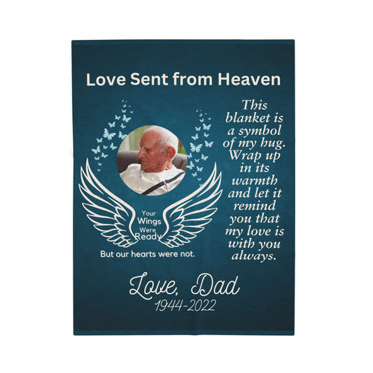 Love Sent From Heaven 1 Photo Upload Velveteen Plush Blanket