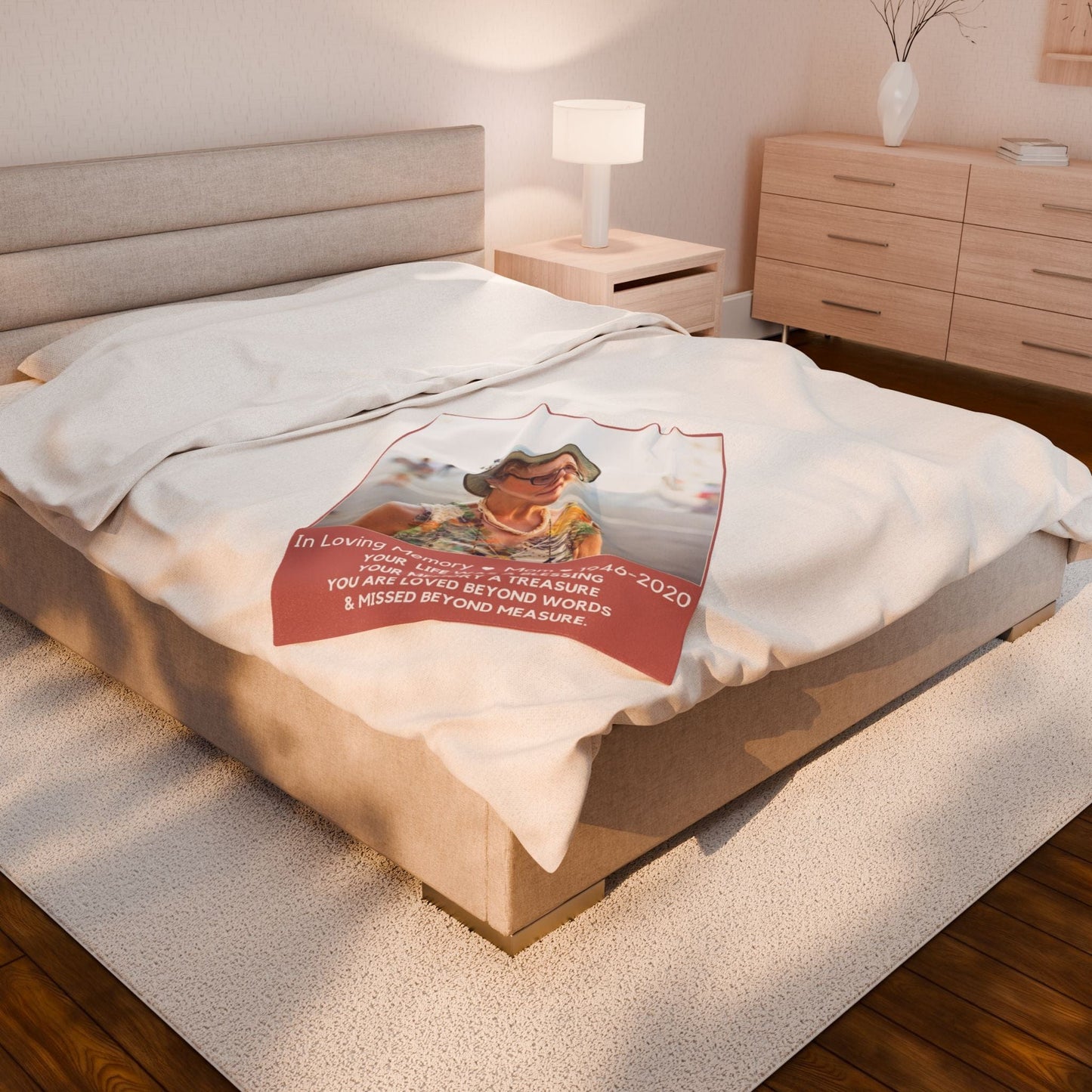 1 Photo Upload Blush Velveteen Plush Blanket
