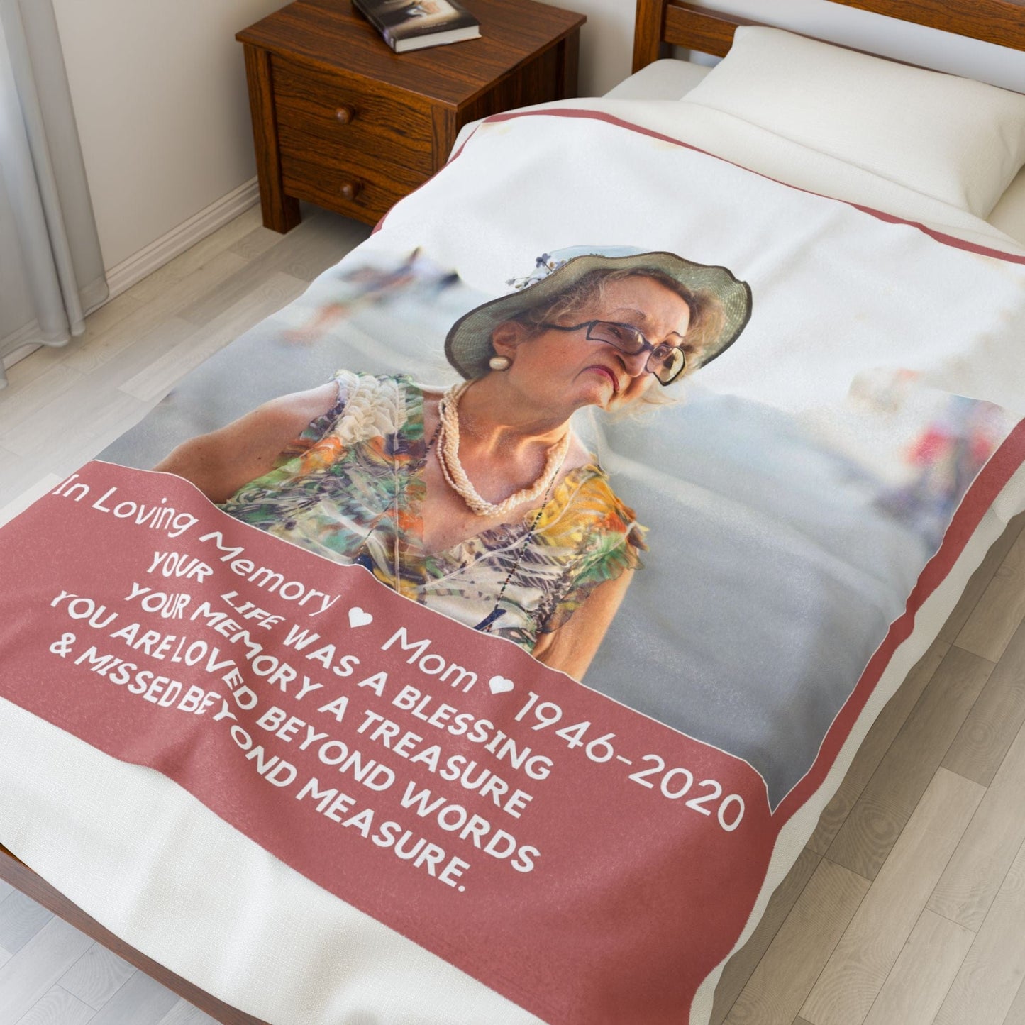 1 Photo Upload Blush Velveteen Plush Blanket