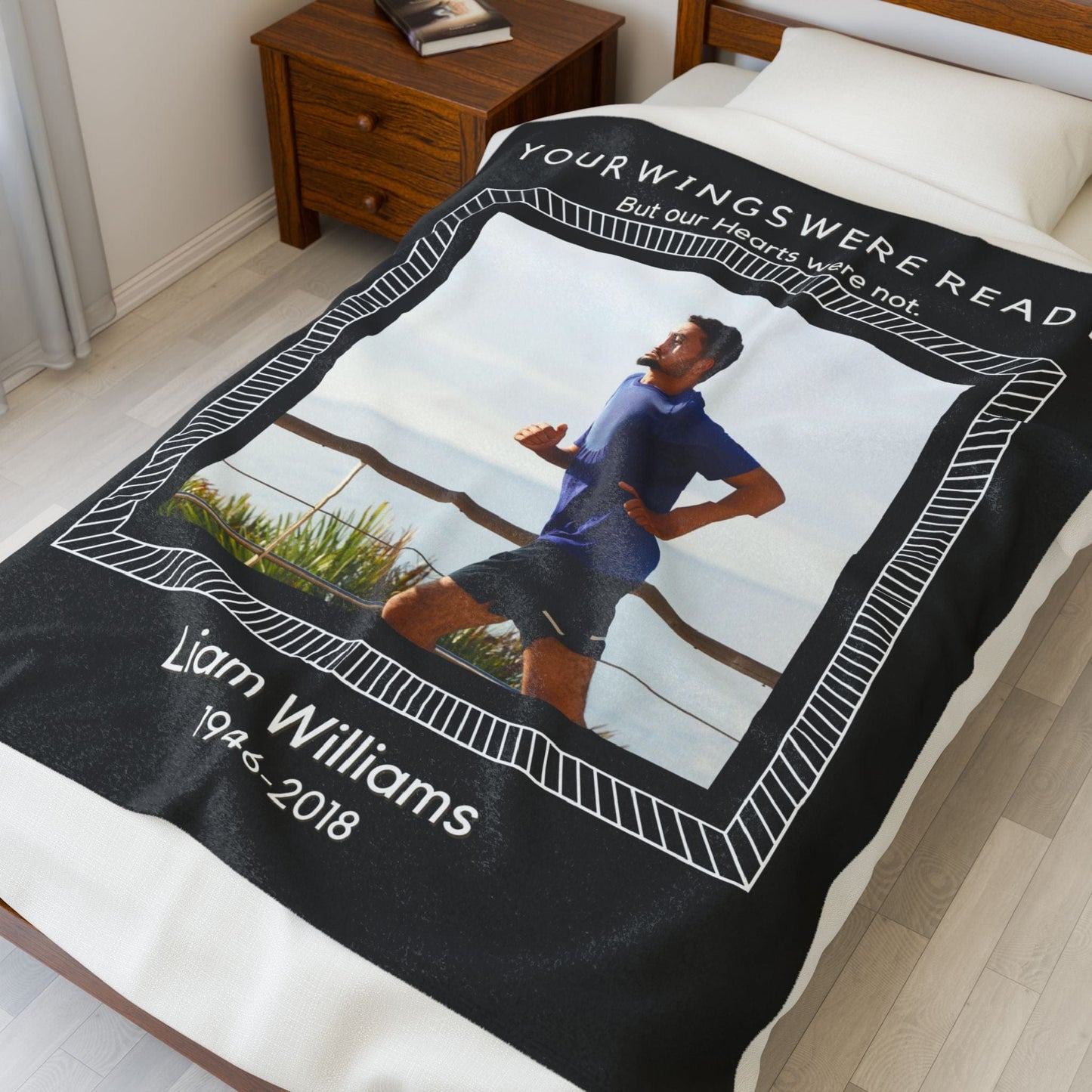 Your Wings 1 Upload Black Velveteen Plush Blanket