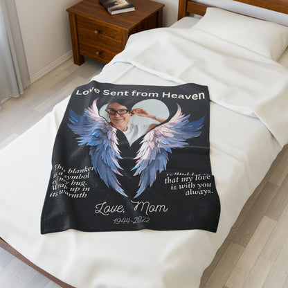 Love Sent From Heaven 1 Photo Upload Velveteen Plush Blanket