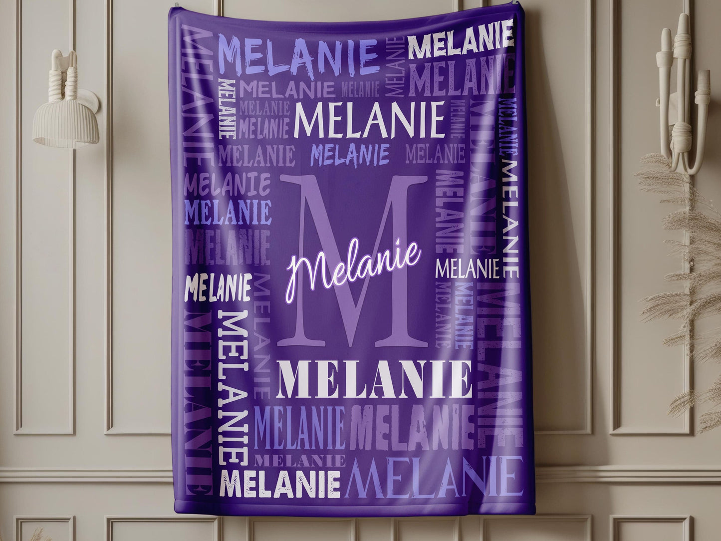 Personalized Name Upload Text Name Velveteen Plush Blanket