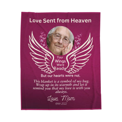 Love Sent From Heaven 1 Photo Upload Velveteen Plush Blanket