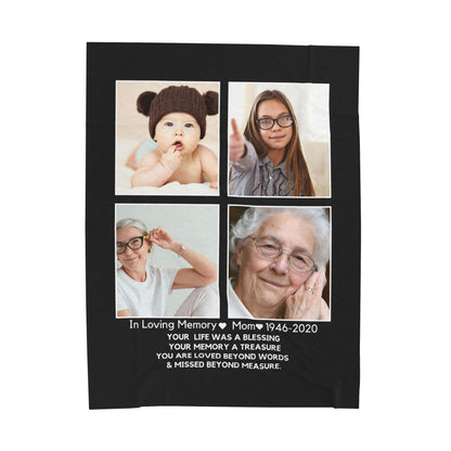 4 Photo Upload Velveteen Plush Blanket
