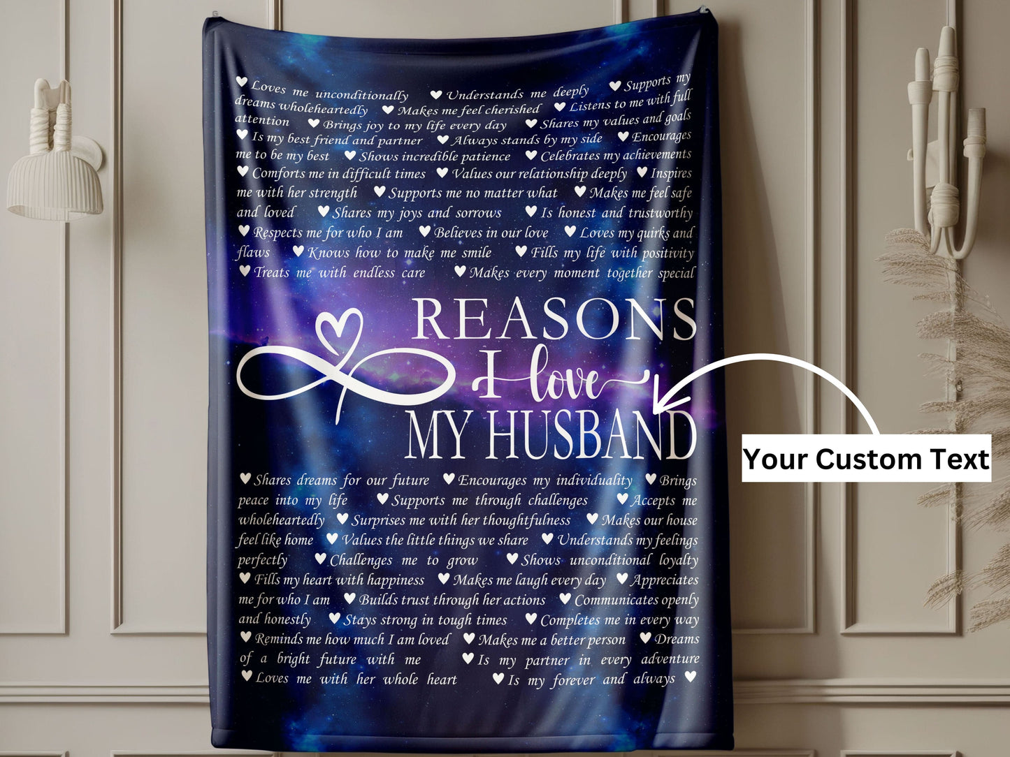 Customized Name Upload Blue Velveteen Plush Blanket