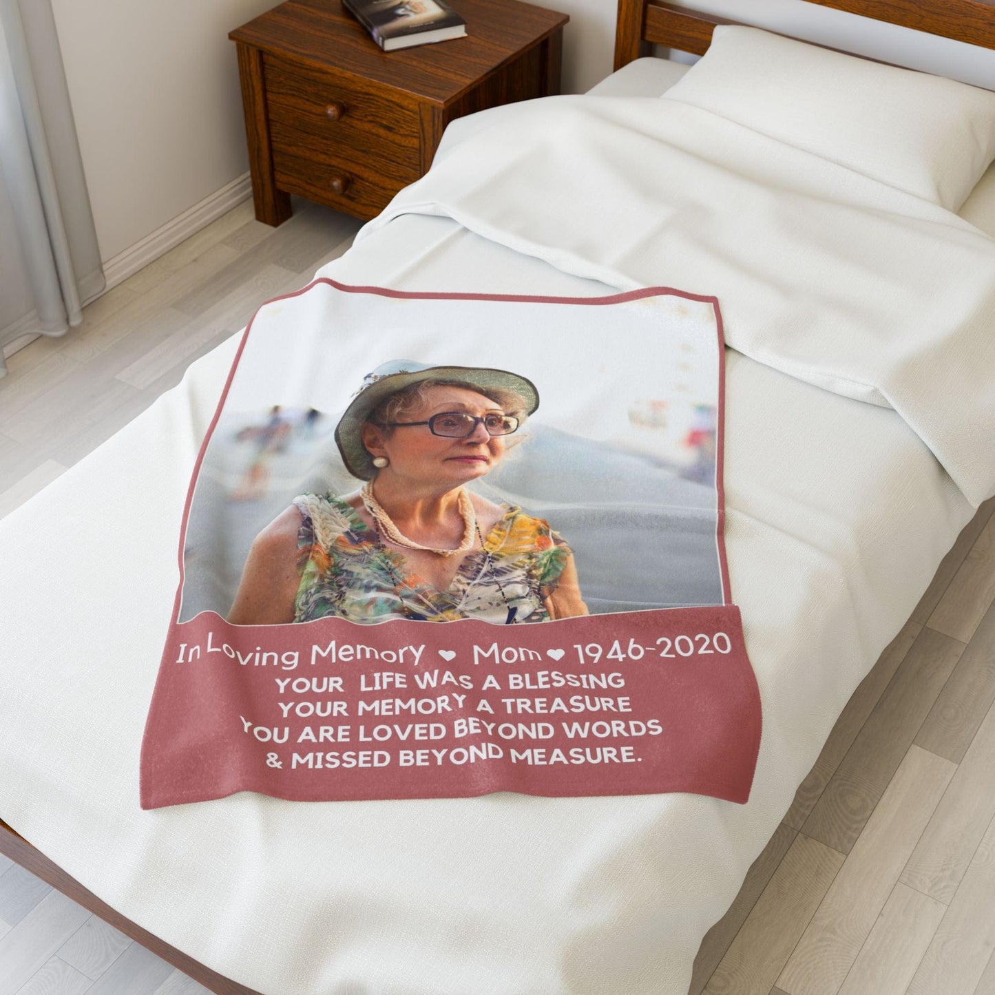 1 Photo Upload Blush Velveteen Plush Blanket
