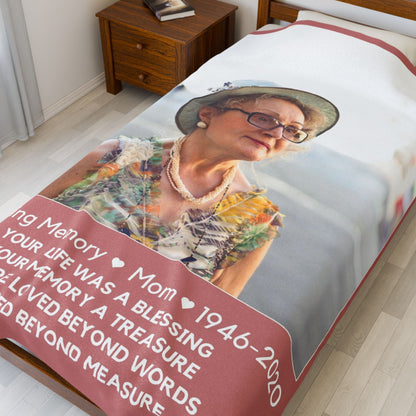 1 Photo Upload Blush Velveteen Plush Blanket