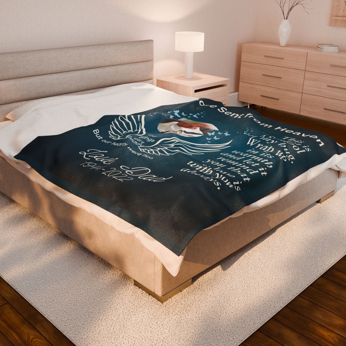 Love Sent From Heaven 1 Photo Upload Velveteen Plush Blanket