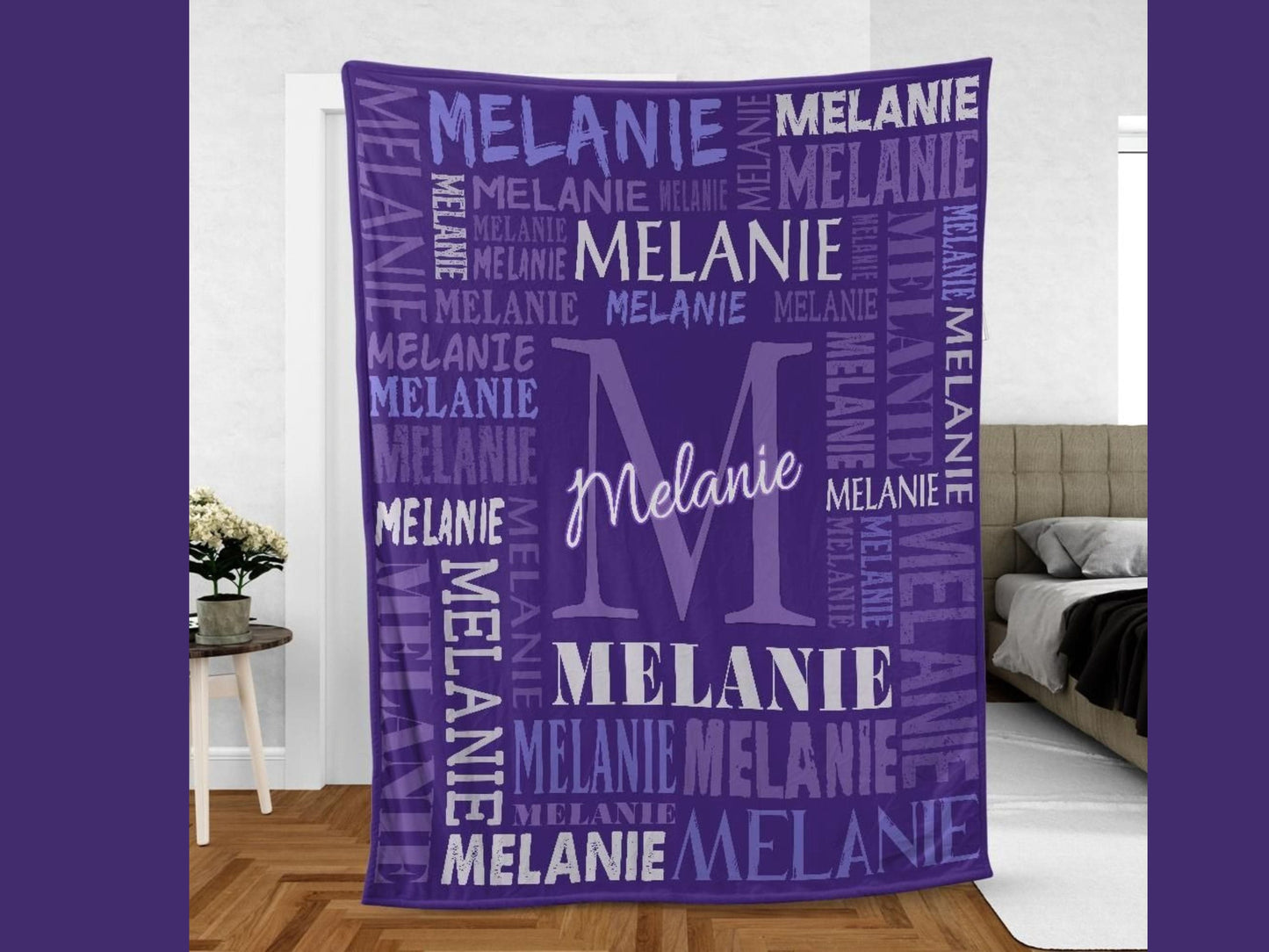 Personalized Name Upload Text Name Velveteen Plush Blanket