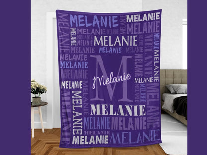 Personalized Name Upload Text Name Velveteen Plush Blanket