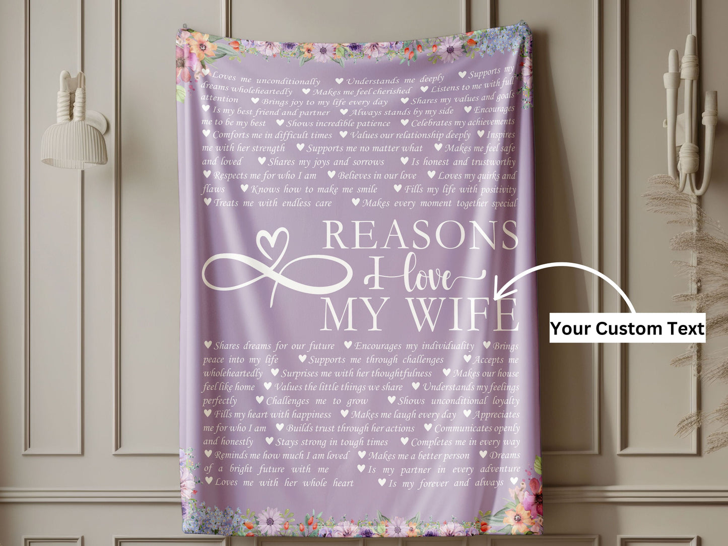 Personalized Name Upload Purple Velveteen Plush Blanket