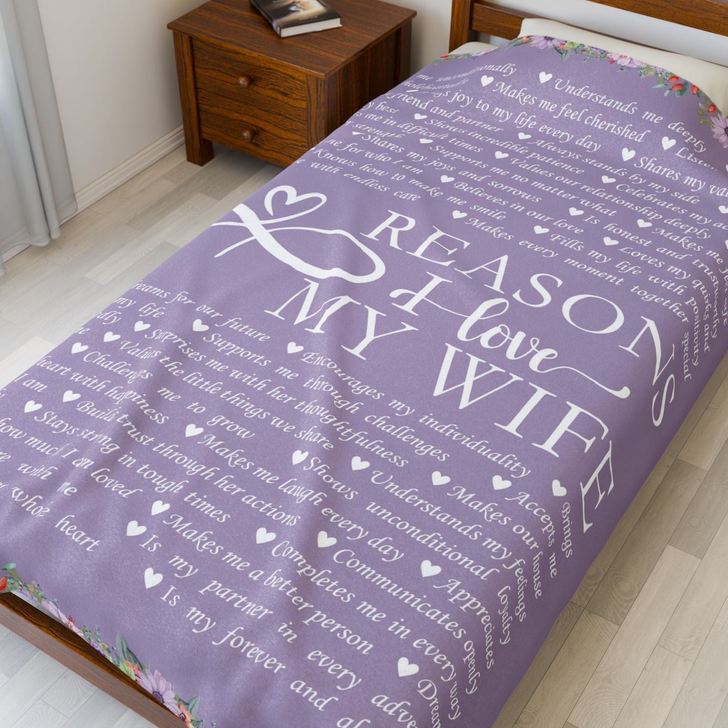 Personalized Name Upload Purple Velveteen Plush Blanket