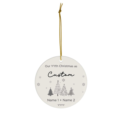 Custom Double Printed Our Anniversary Christmas Ceramic Ornament