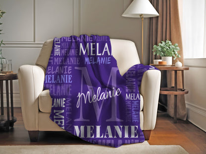 Personalized Name Upload Text Name Velveteen Plush Blanket