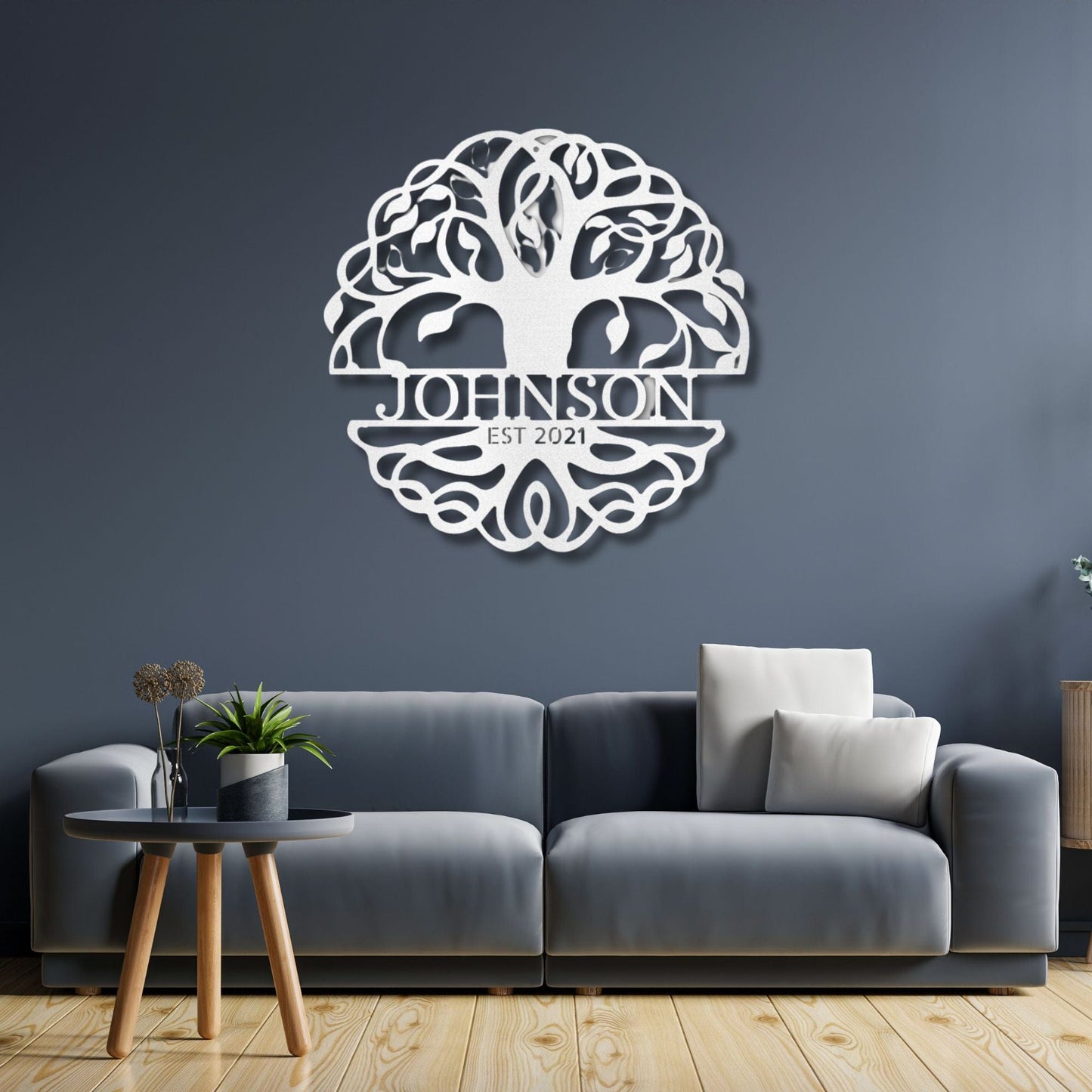 Custom Tree of Life Monogram Metal Wall Sign