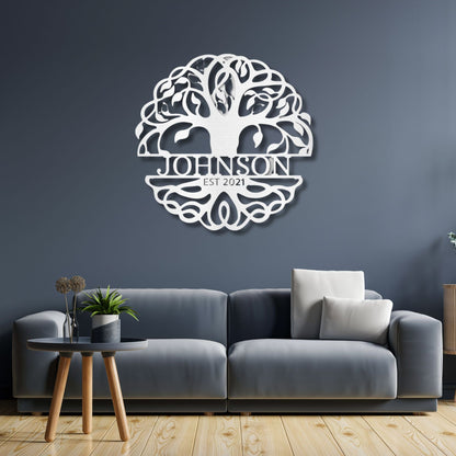 Custom Tree of Life Monogram Metal Wall Sign